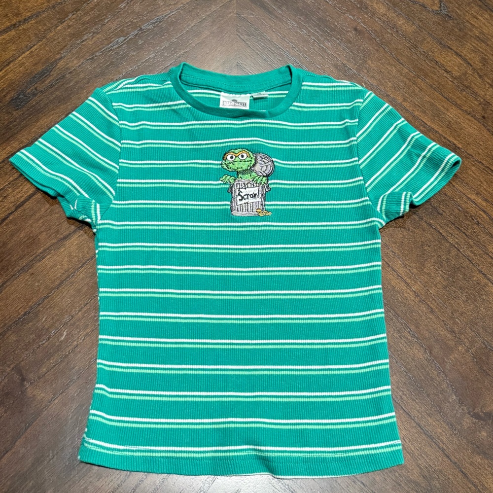 Sesame Street Green Striped Tee